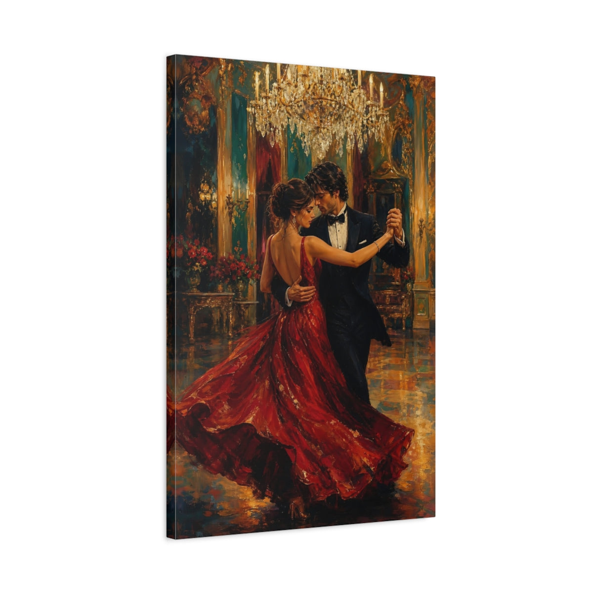 Side Mockup 2. Waltz In Red shown as canvas print