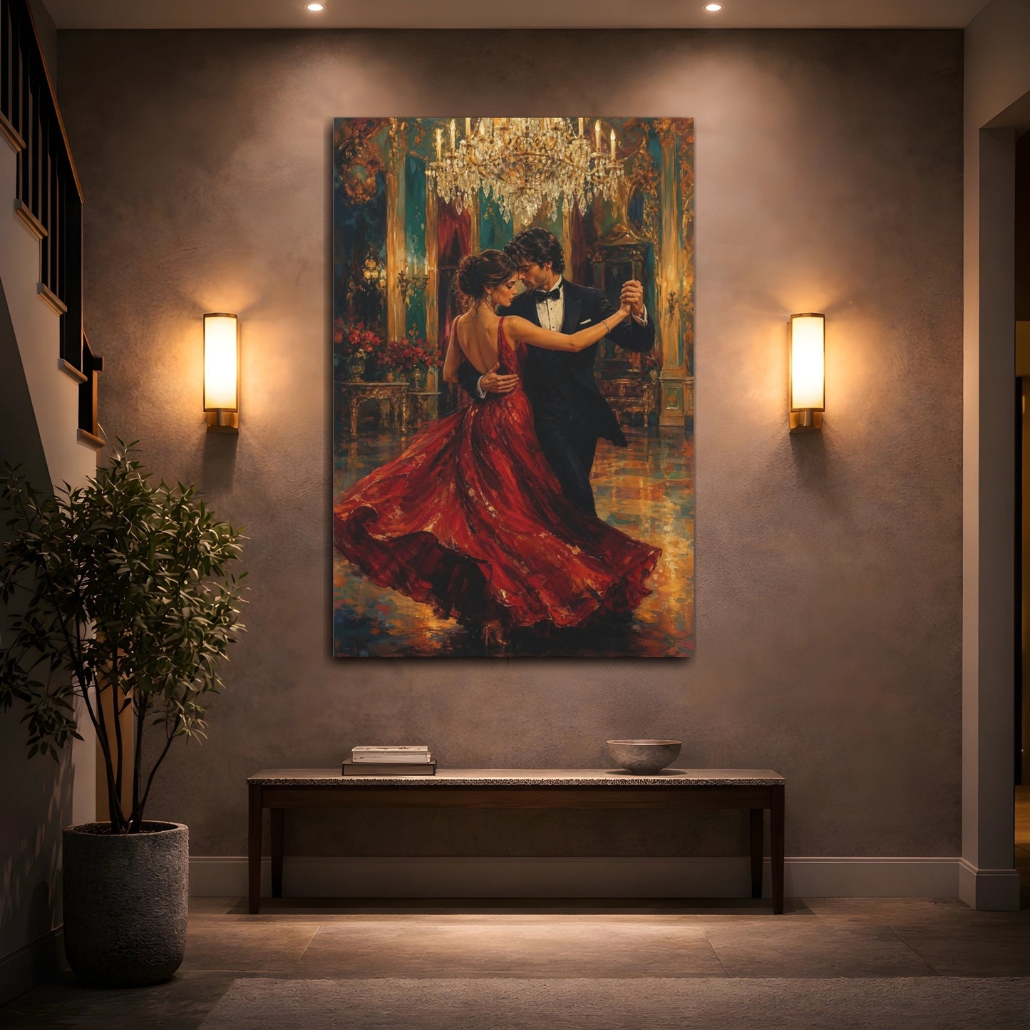Mockup 2. Waltz In Red shown as canvas print