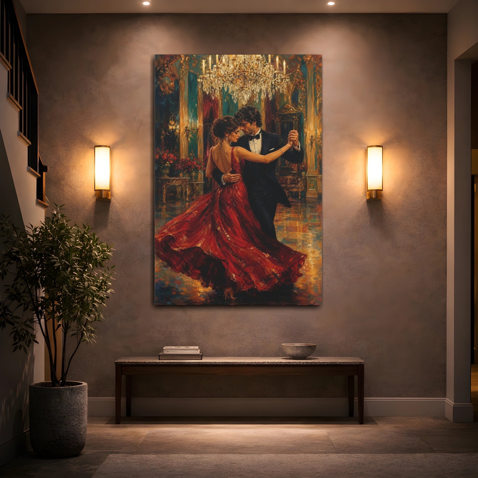 Mockup 2. Waltz In Red shown as canvas print