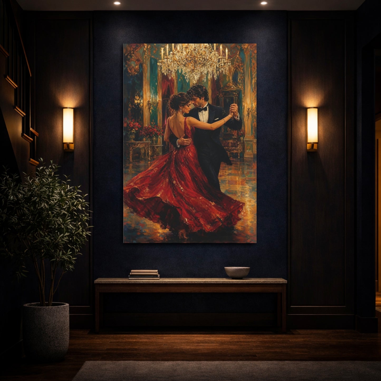 Mockup 4. Waltz In Red shown as canvas print