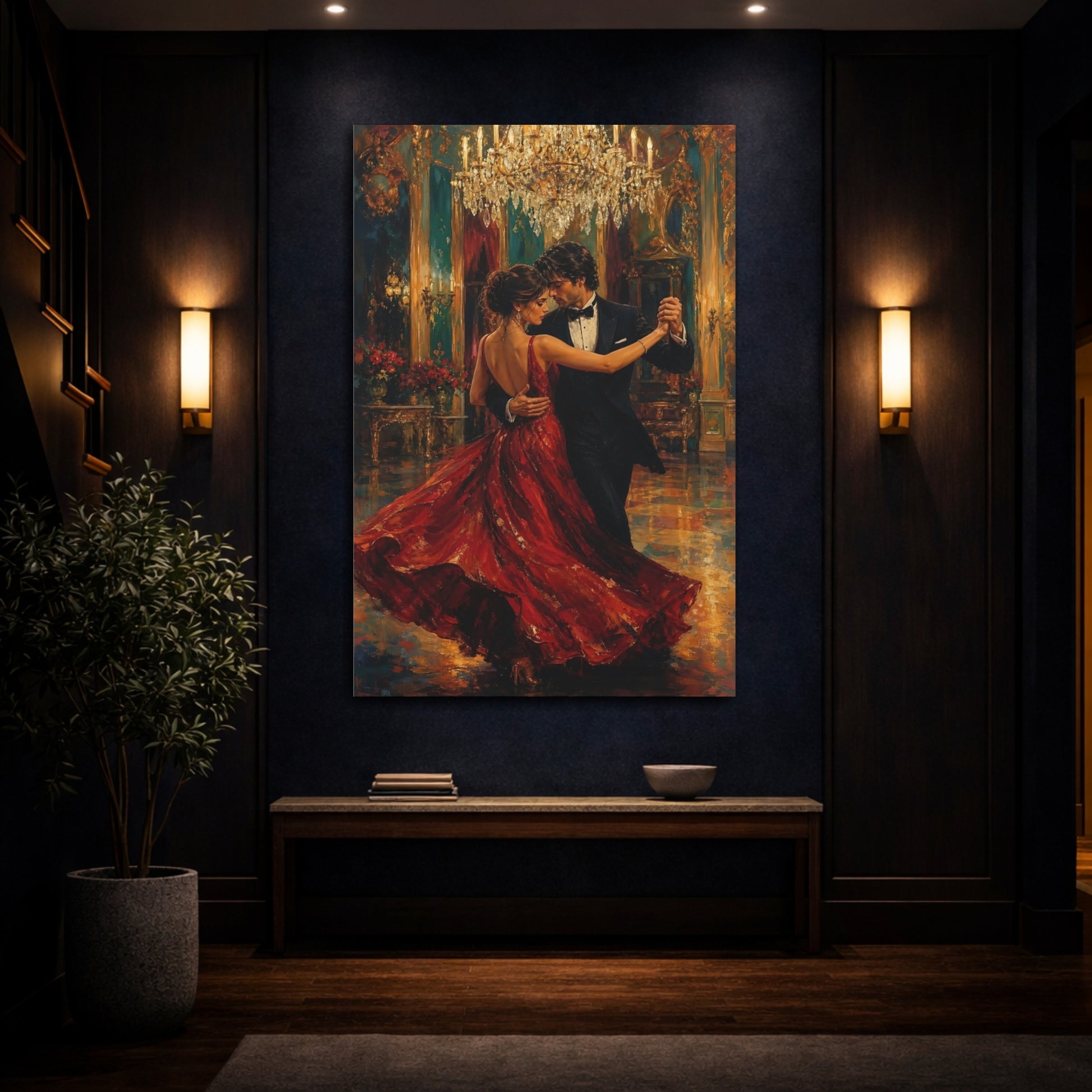 Mockup 4. Waltz In Red shown as canvas print
