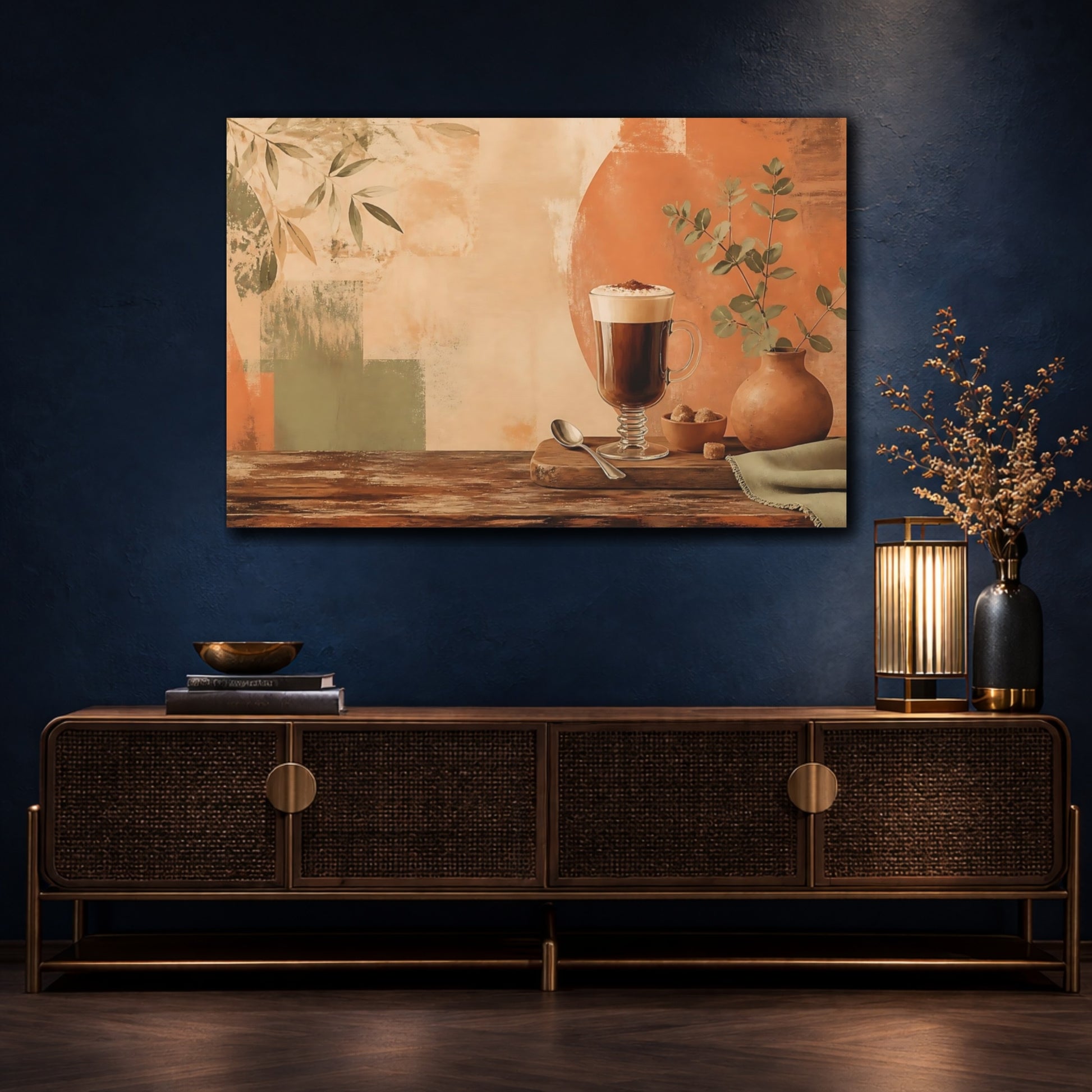 Mockup 4. Warm Coffee & Eucalyptus shown as canvas print