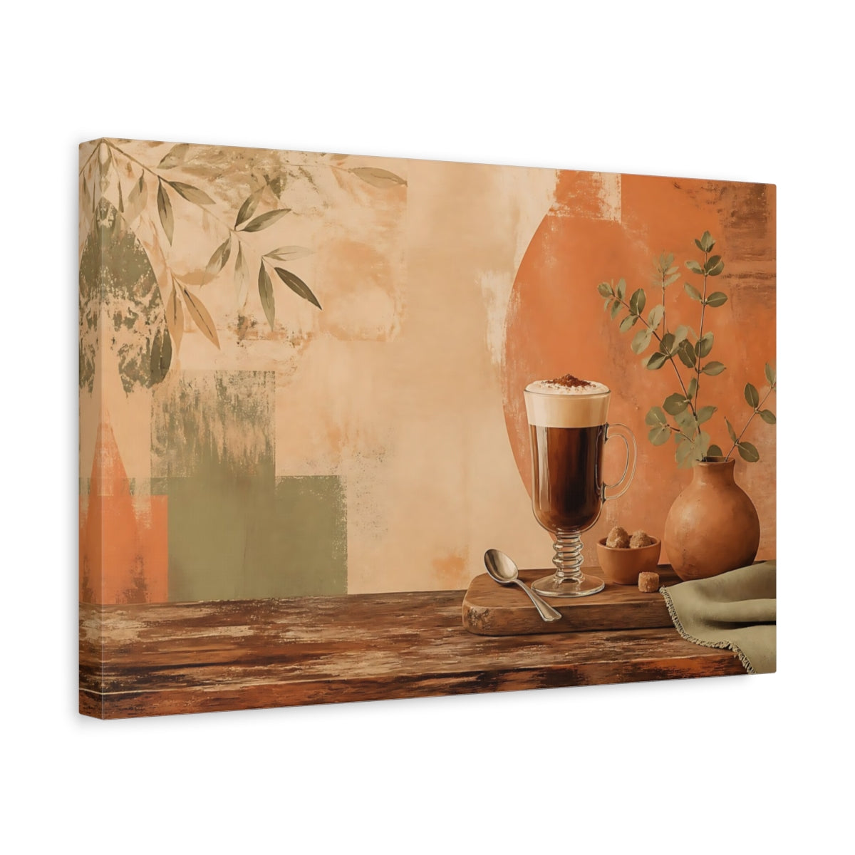 Side Mockup 4. Warm Coffee & Eucalyptus shown as canvas print