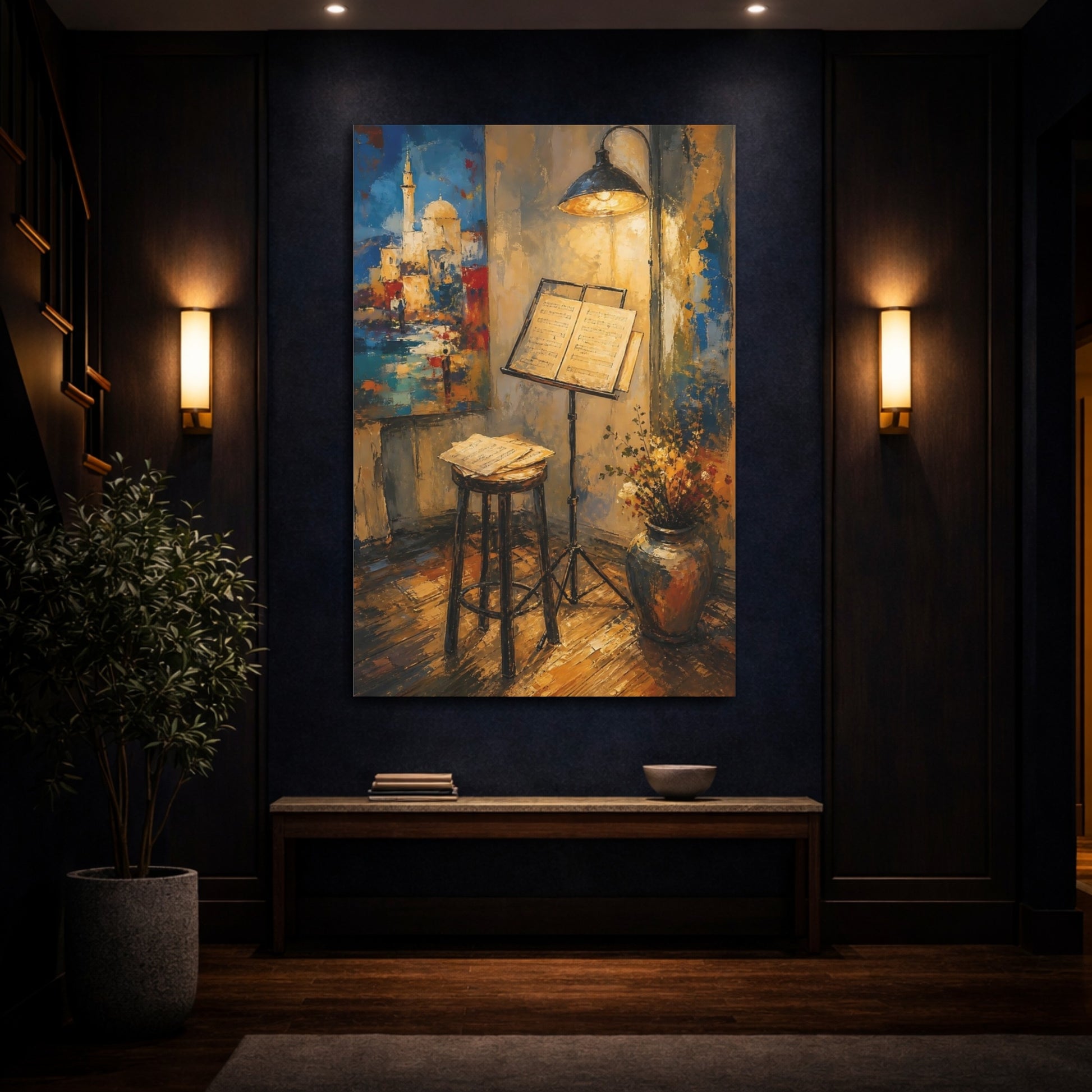Mockup 4. Warm Music Corner shown as canvas print