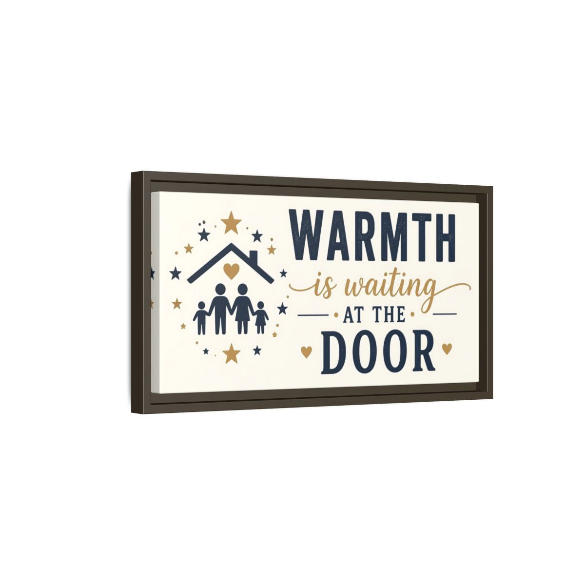 Side Mockup 7. Warmth Is Waiting At The Door shown as framed canvas print