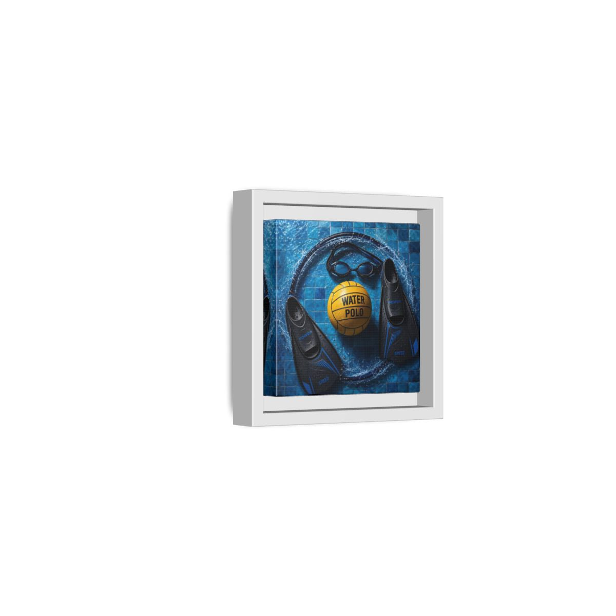 Side Mockup 22. Water Polo Essentials shown as framed canvas print
