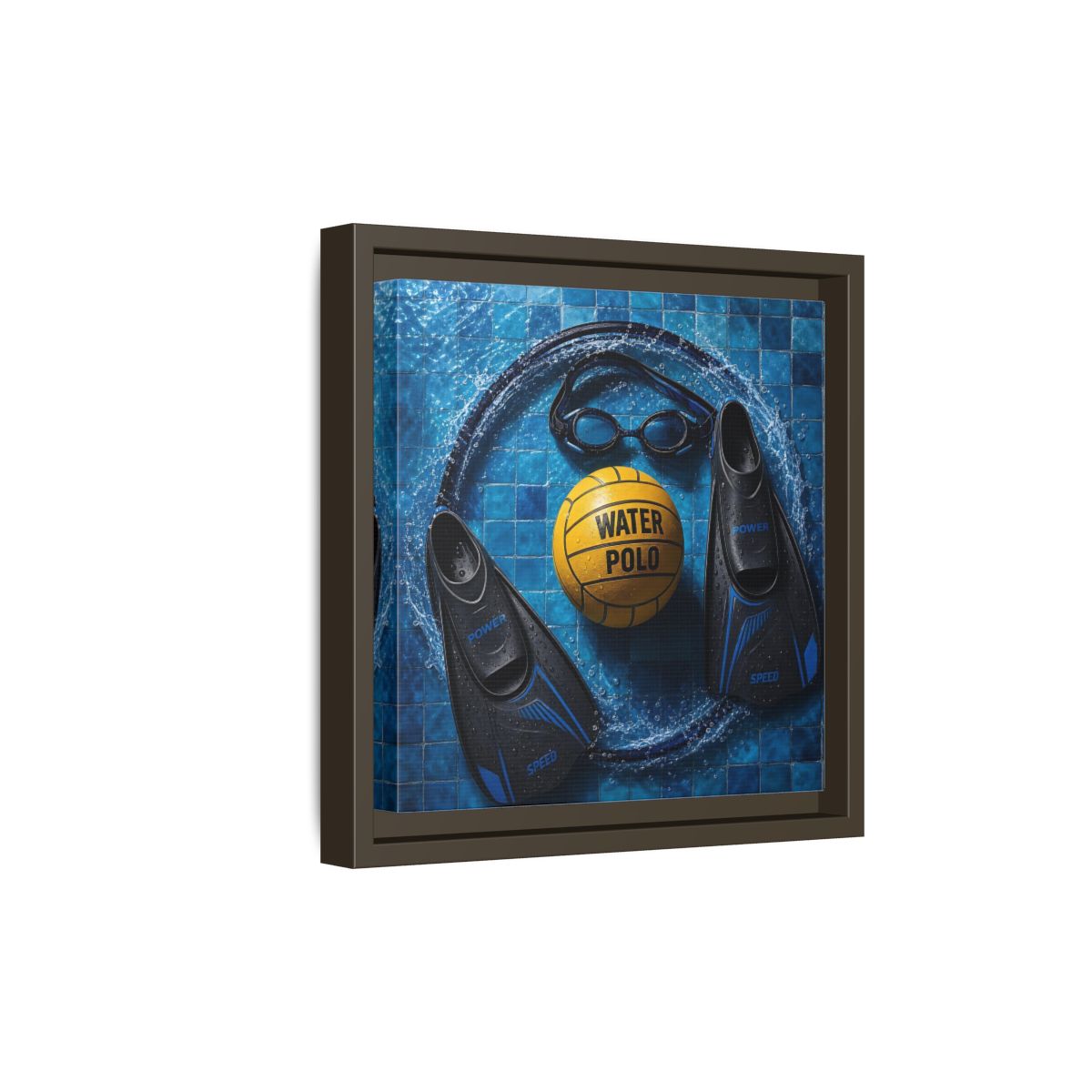 Side Mockup 20. Water Polo Essentials shown as framed canvas print