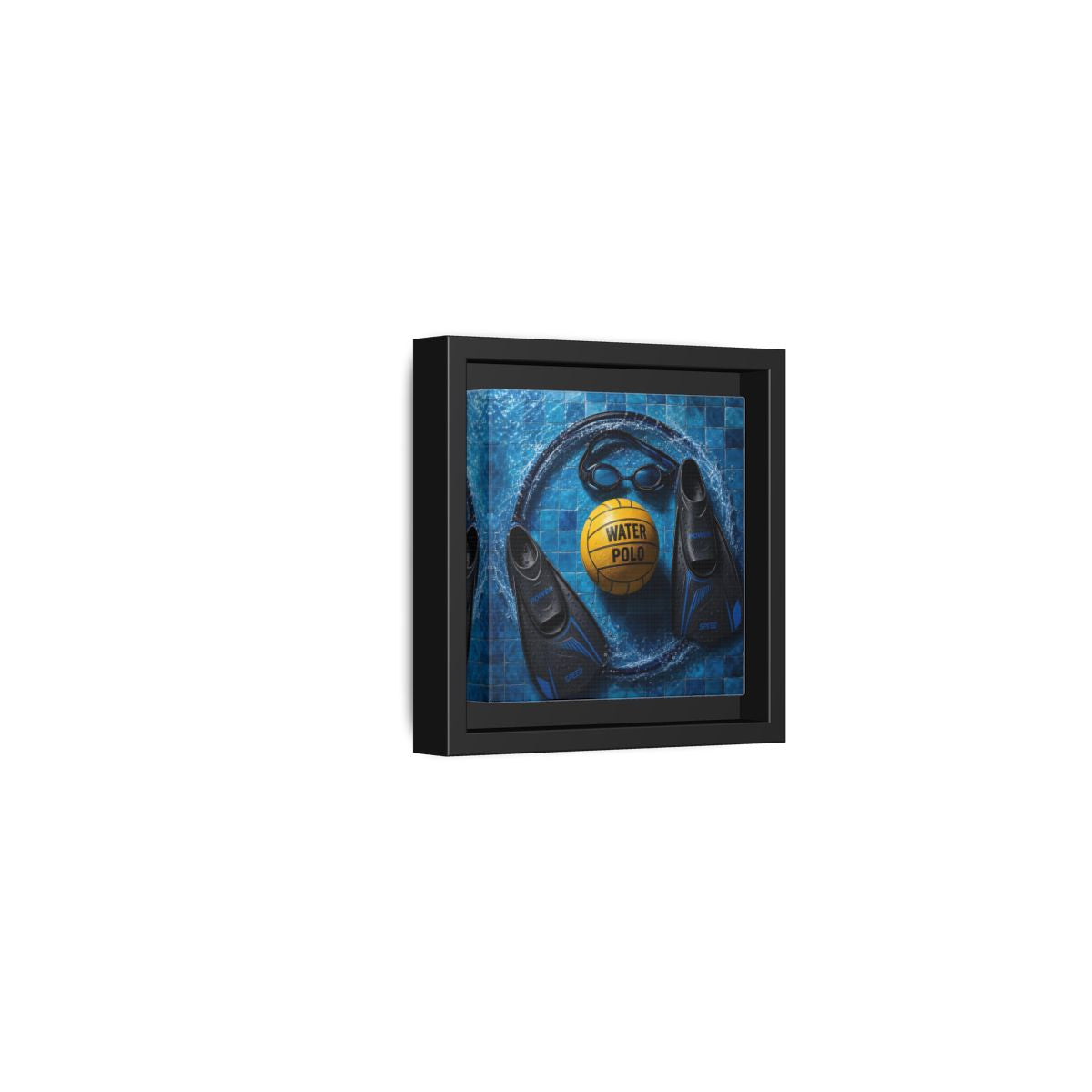 Side Mockup 24. Water Polo Essentials shown as framed canvas print