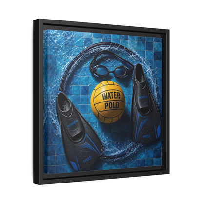 Side Mockup 32. Water Polo Essentials shown as framed canvas print