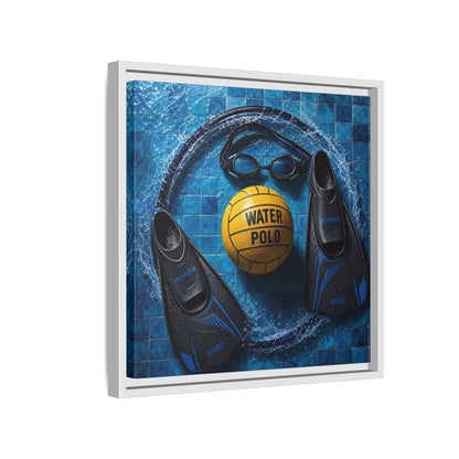 Side Mockup 13. Water Polo Essentials shown as framed canvas print