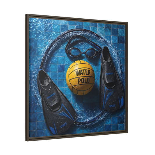 Main Mockup. Water Polo Essentials shown as framed canvas print