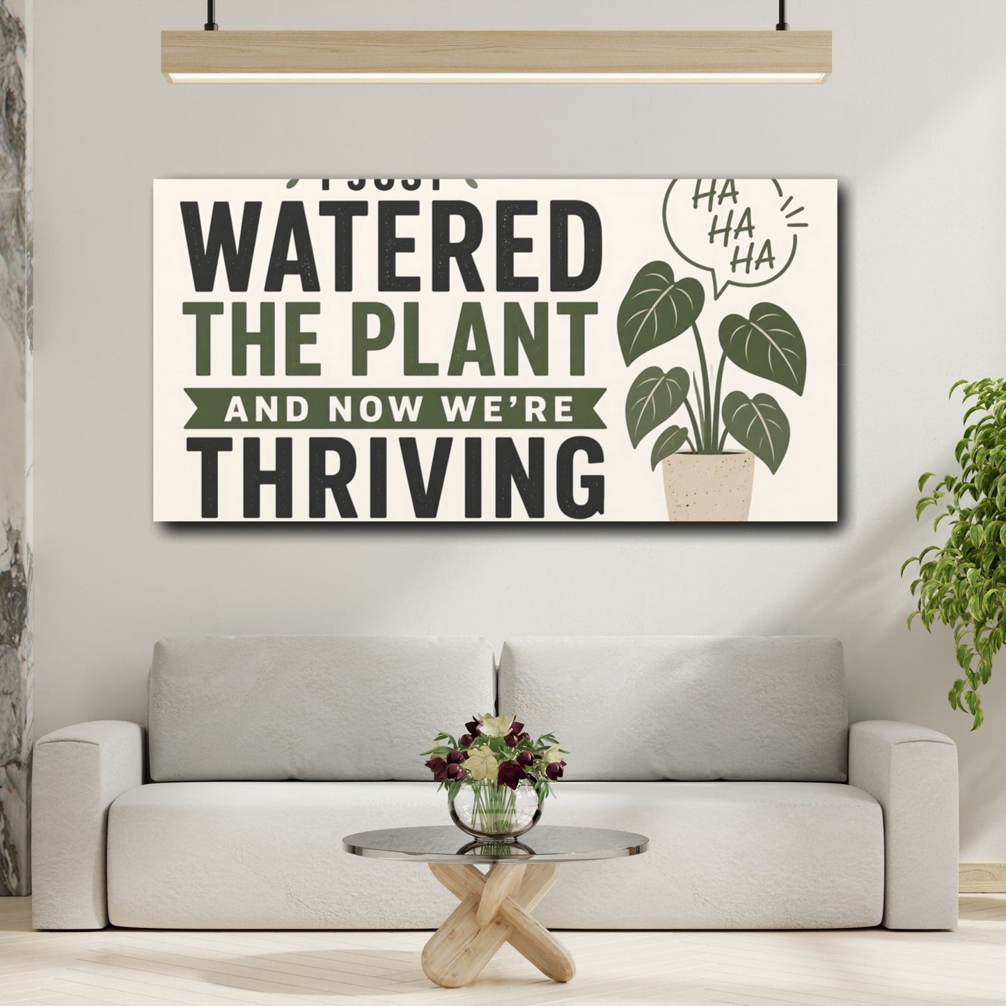 Mockup 2. Watered The Plant Quote shown as canvas print