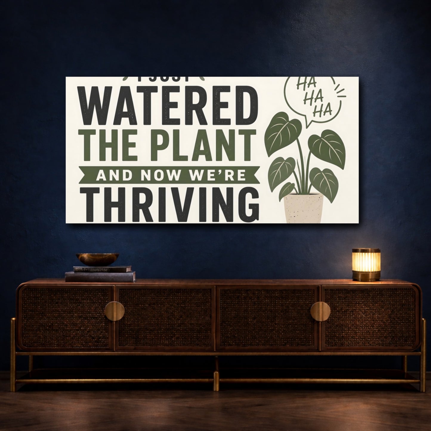 Mockup 4. Watered The Plant Quote shown as canvas print