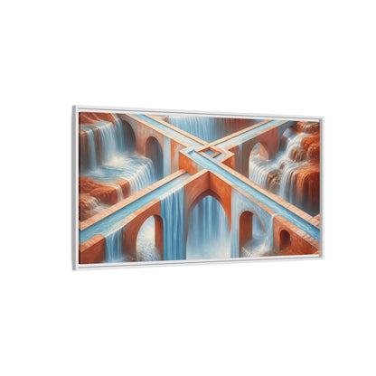 Side Mockup 3. Waterfall Bridge Illusion shown as framed canvas print