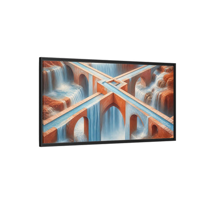 Side Mockup 5. Waterfall Bridge Illusion shown as framed canvas print