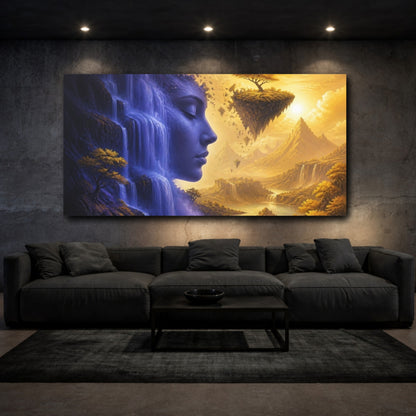 Mockup 3. Waterfall Face Illusion shown as canvas print