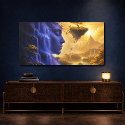 Mockup 4. Waterfall Face Illusion shown as canvas print