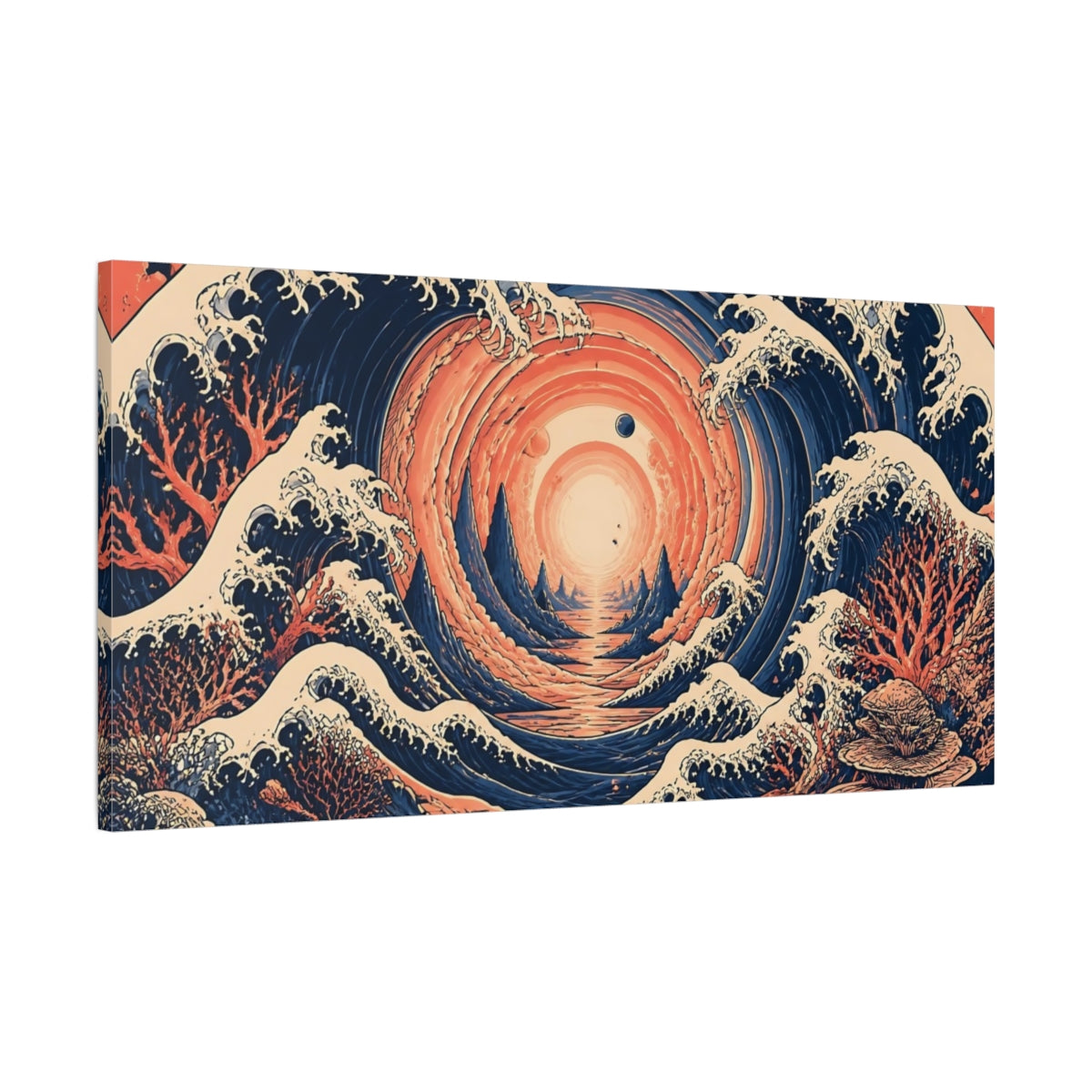 Main Mockup. Wave Illusion Portal shown as canvas print