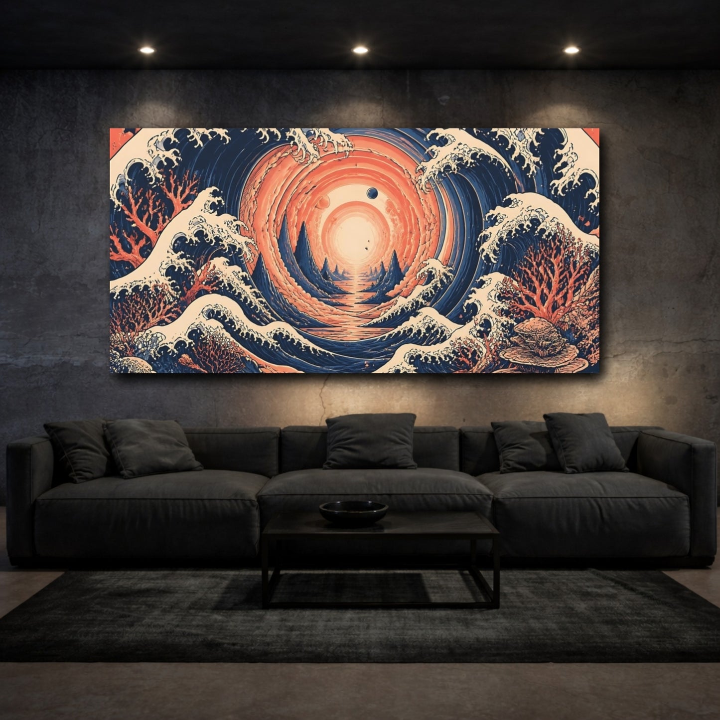 Mockup 3. Wave Illusion Portal shown as canvas print