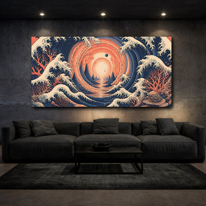 Mockup 3. Wave Illusion Portal shown as canvas print