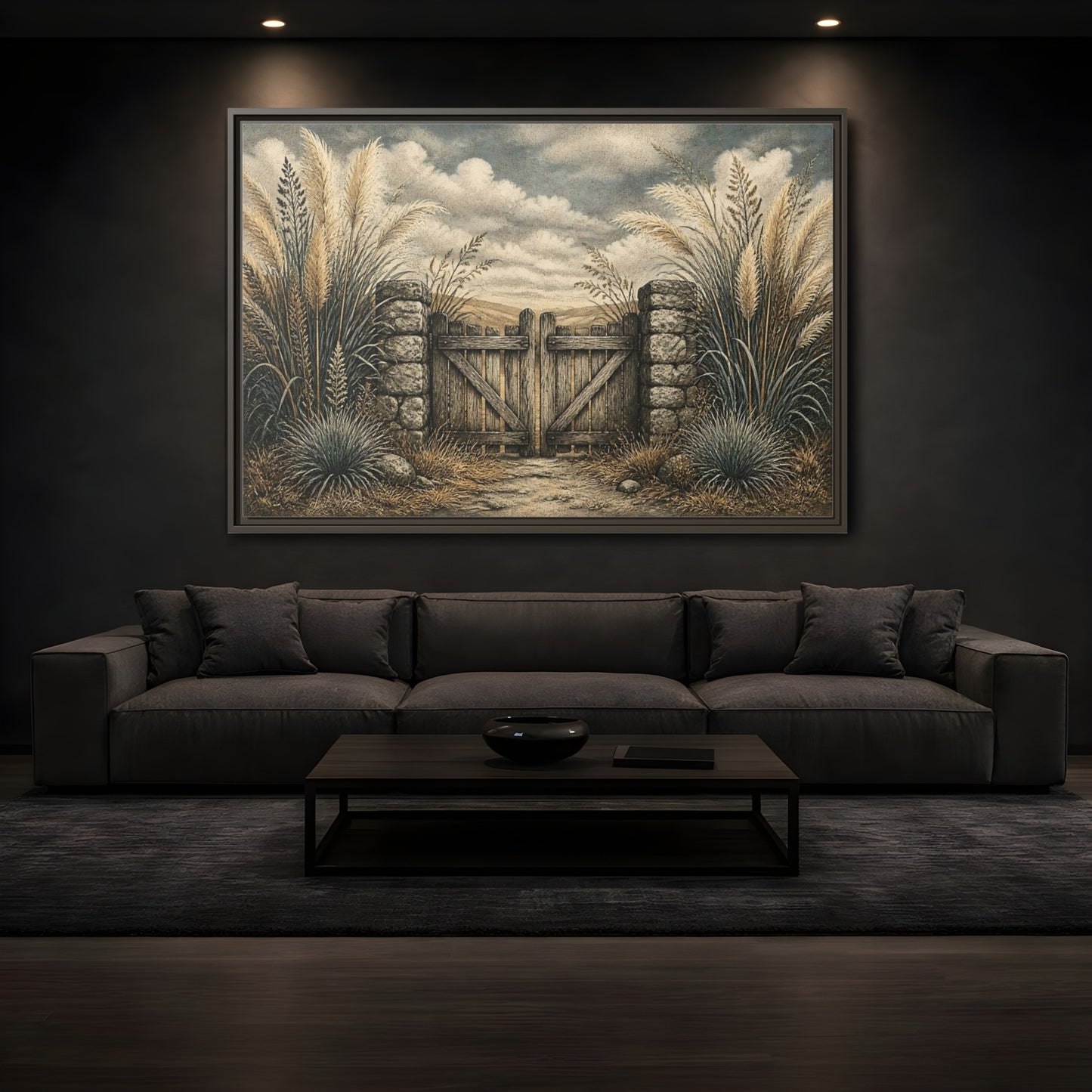 Mockup 3. Weathered Gate In Grasses shown as framed canvas print