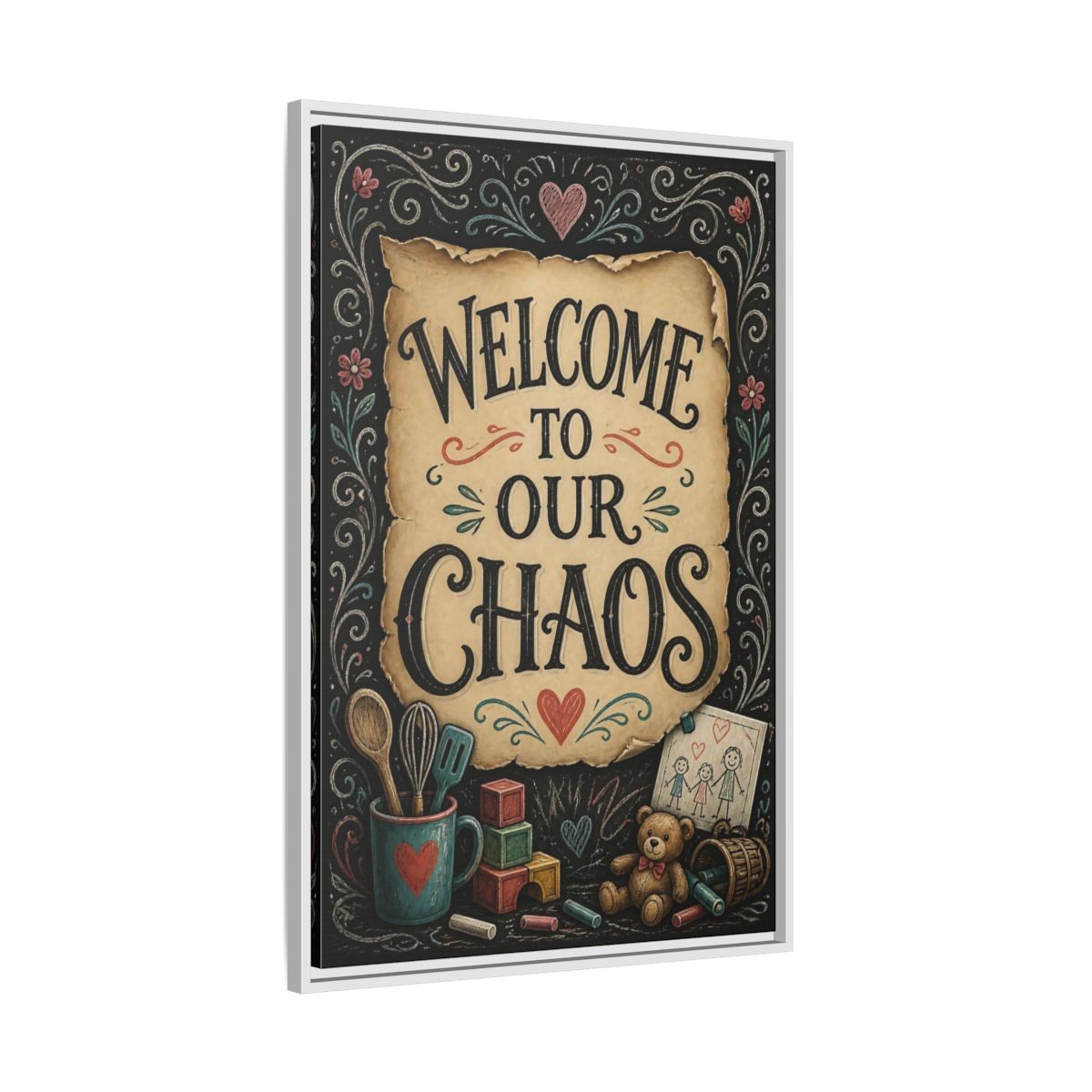 Side Mockup 9. Welcome Quote Sign shown as framed canvas print