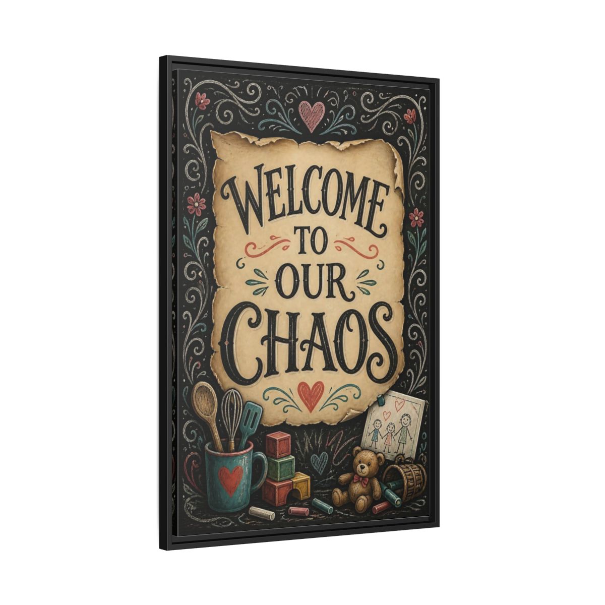 Side Mockup 13. Welcome Quote Sign shown as framed canvas print