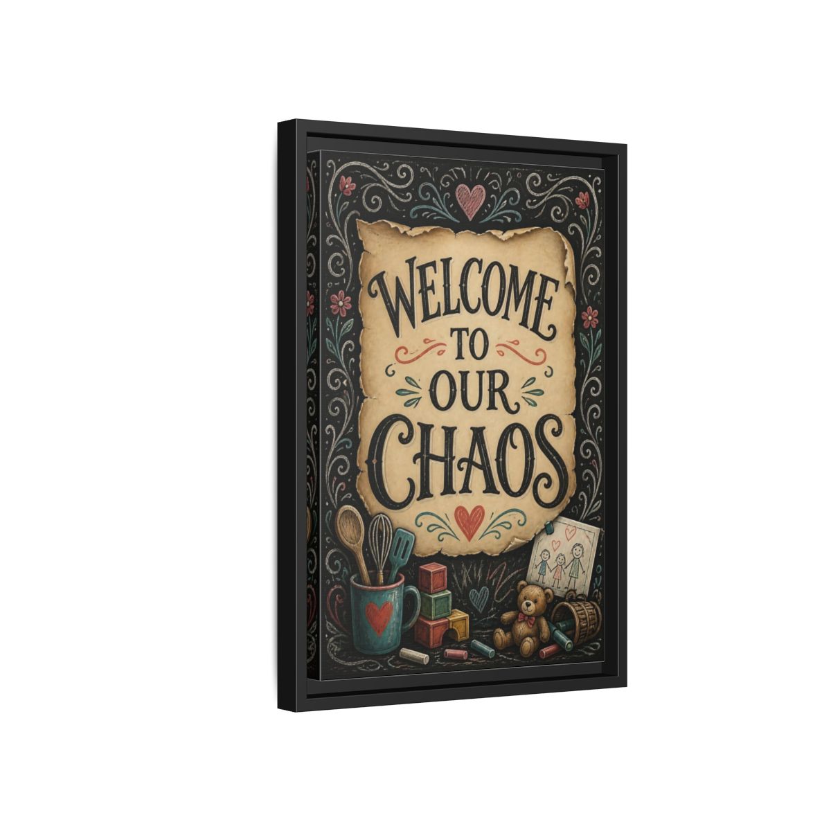Side Mockup 6. Welcome Quote Sign shown as framed canvas print