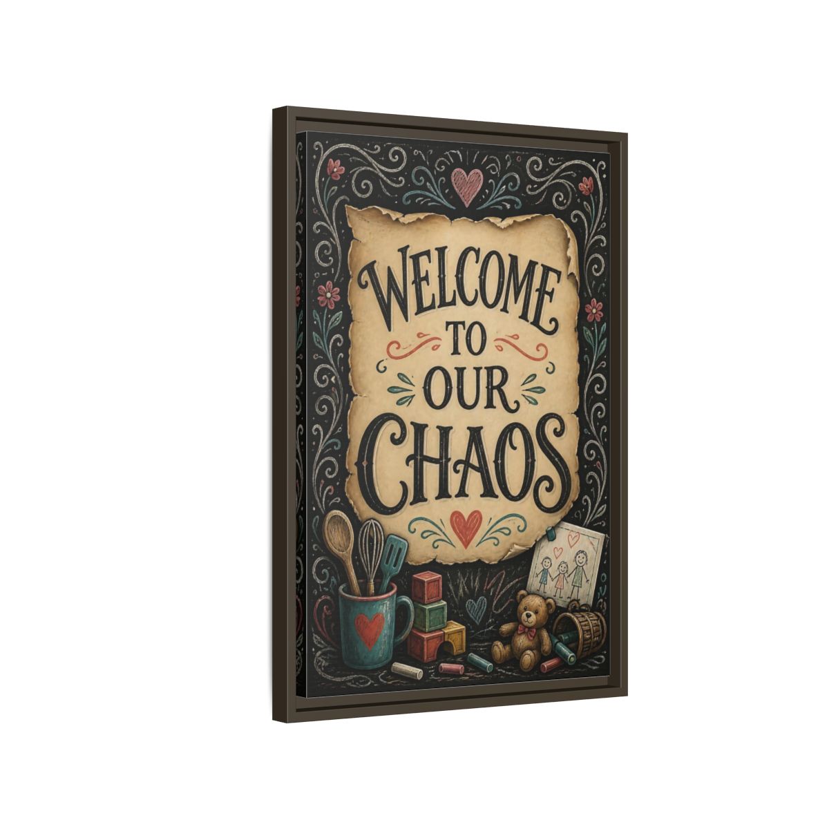 Side Mockup 2. Welcome Quote Sign shown as framed canvas print