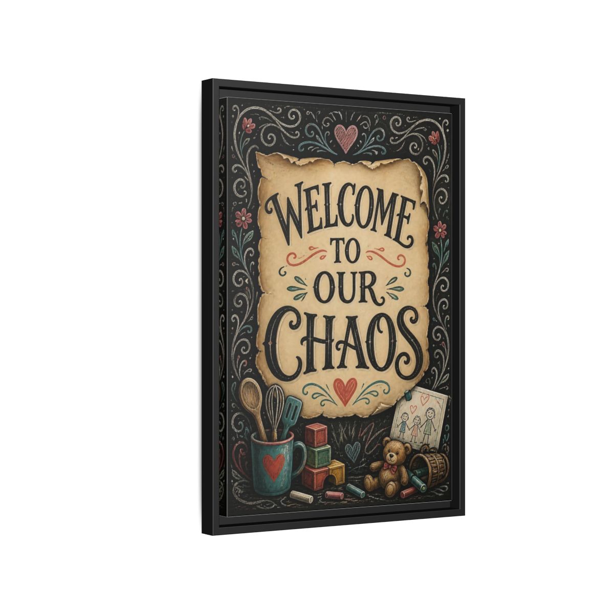 Side Mockup 3. Welcome Quote Sign shown as framed canvas print