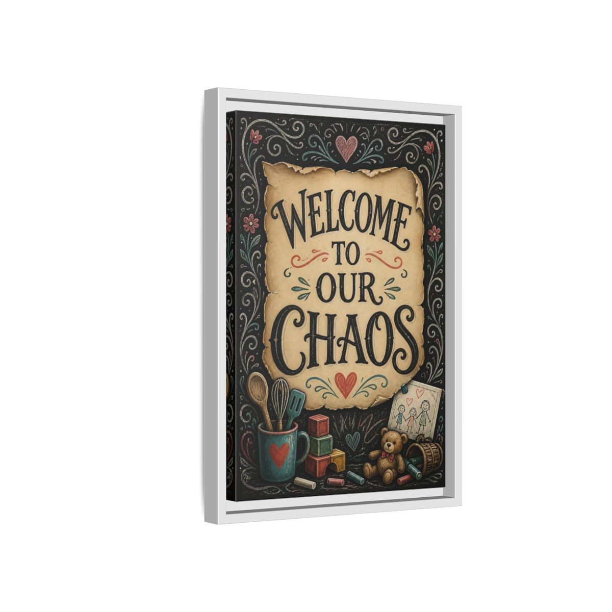 Side Mockup 4. Welcome Quote Sign shown as framed canvas print