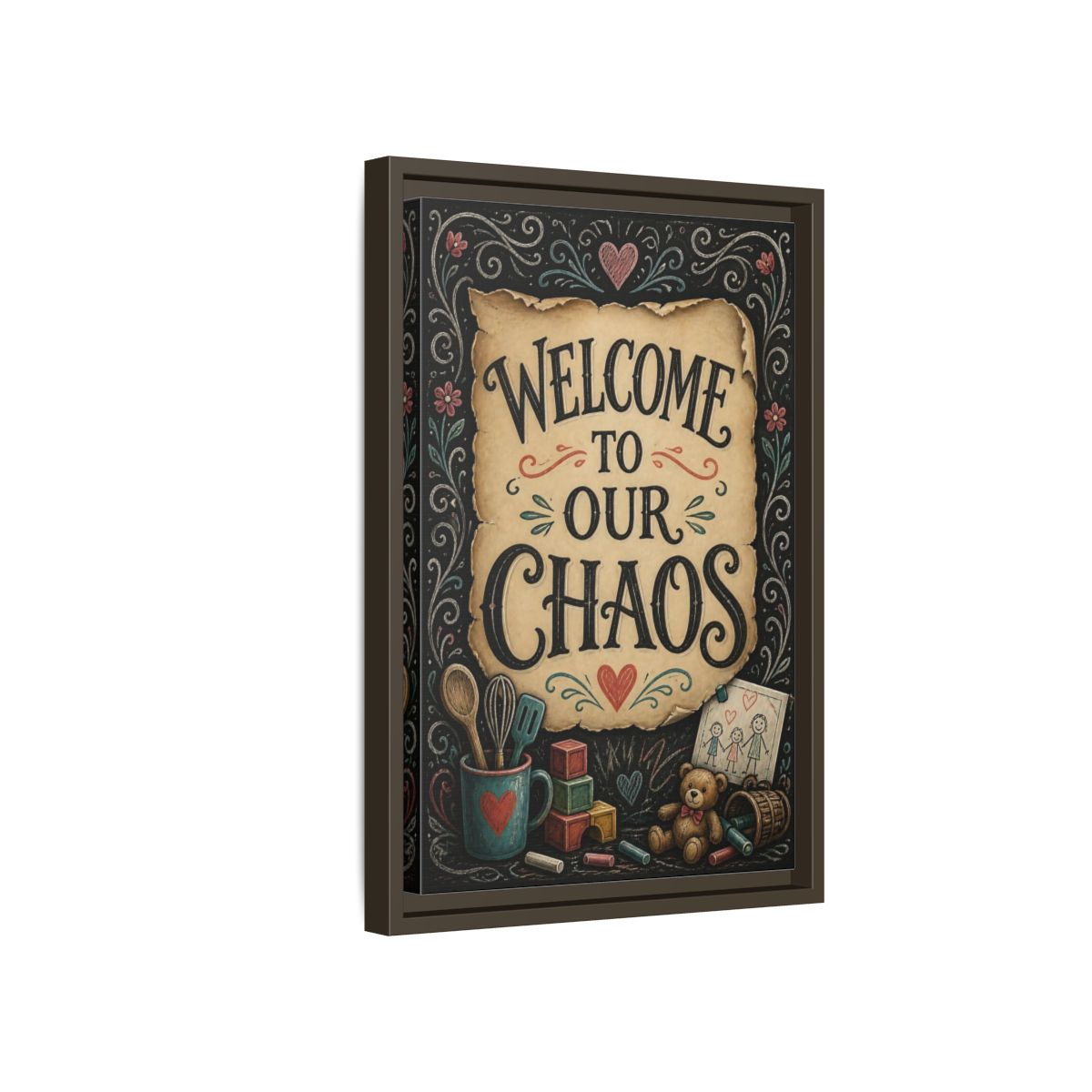 Side Mockup 5. Welcome Quote Sign shown as framed canvas print