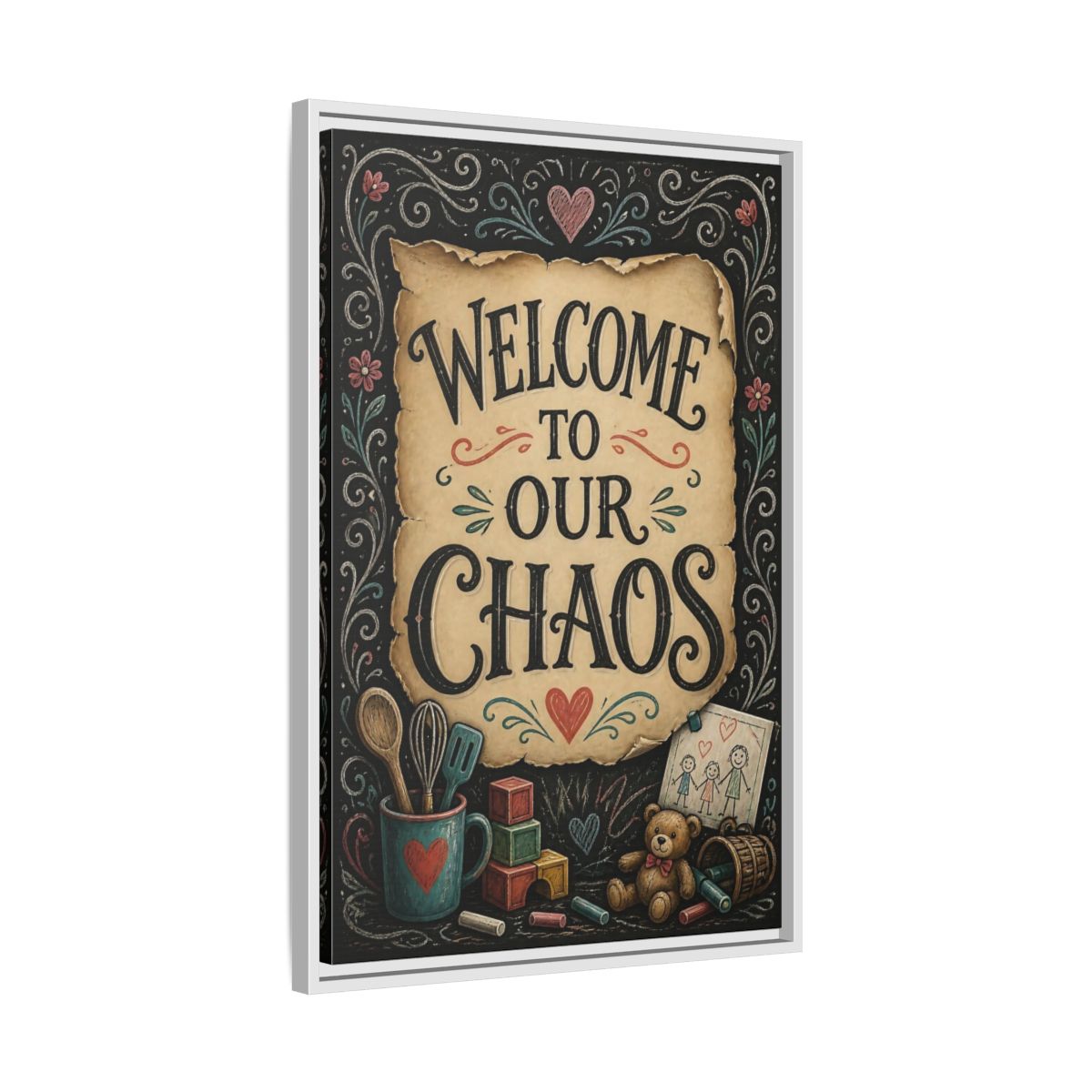 Side Mockup 10. Welcome Quote Sign shown as framed canvas print