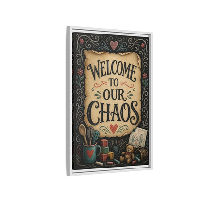 Side Mockup 1. Welcome Quote Sign shown as framed canvas print