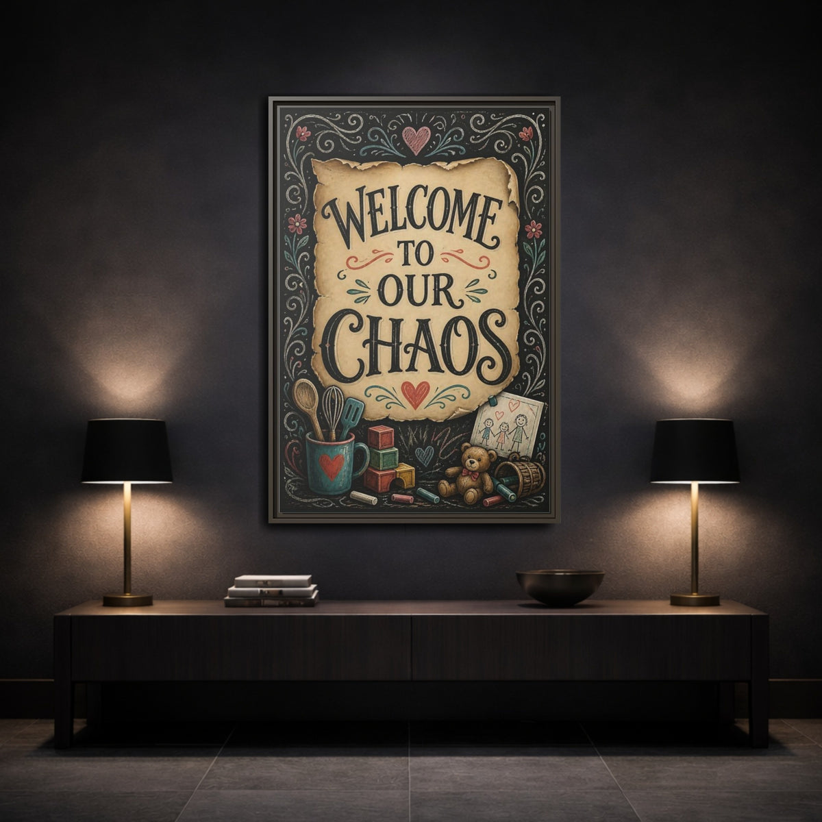 Mockup 3. Welcome Quote Sign shown as framed canvas print