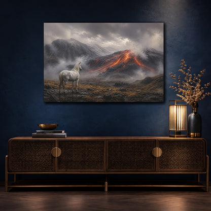 Mockup 4. White Horse Lava Landscape shown as canvas print
