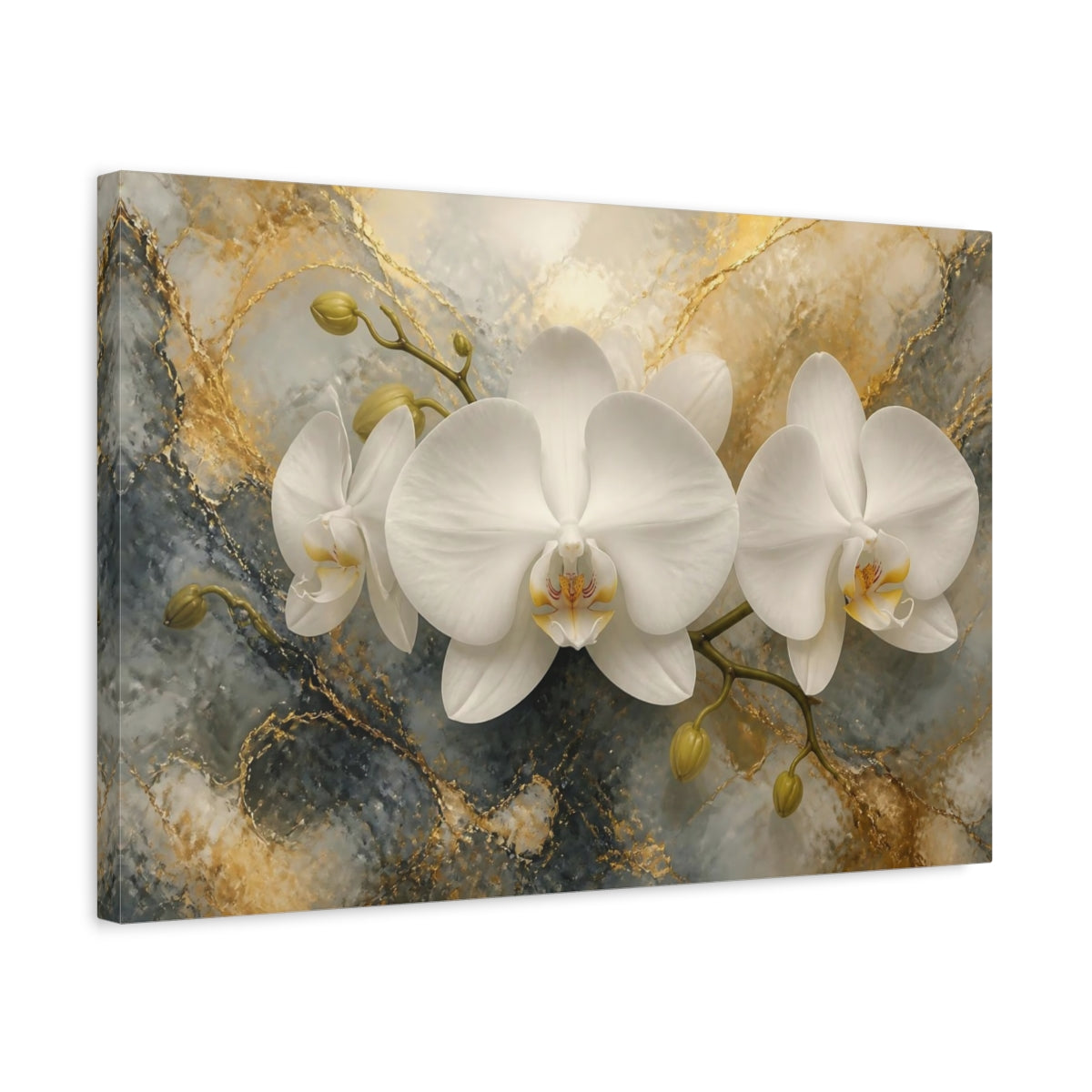 Side Mockup 3. White Orchid Flower Elegance shown as canvas print