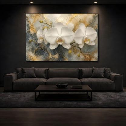 Mockup 3. White Orchid Flower Elegance shown as canvas print