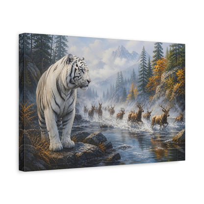 Side Mockup 4. White Tiger River Crossing shown as canvas print