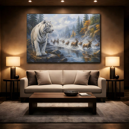 Mockup 2. White Tiger River Crossing shown as canvas print