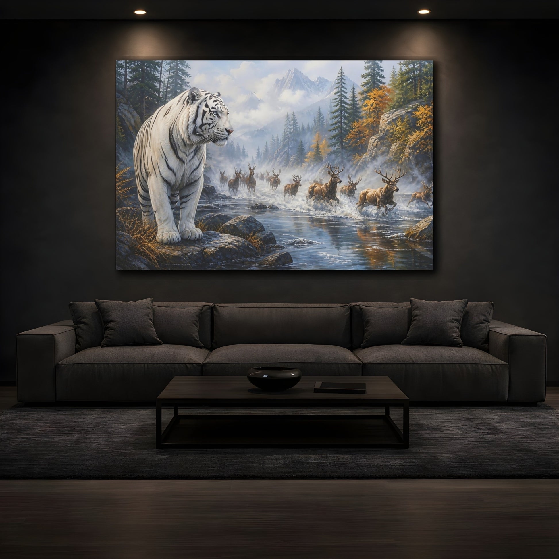 Mockup 3. White Tiger River Crossing shown as canvas print