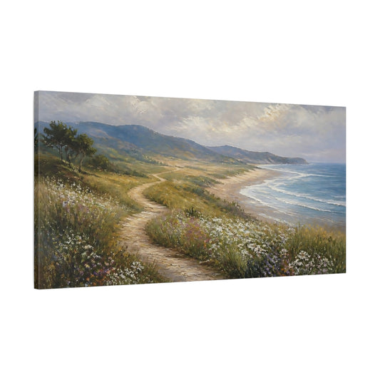 Main Mockup. Wildflower Coastal Path shown as canvas print