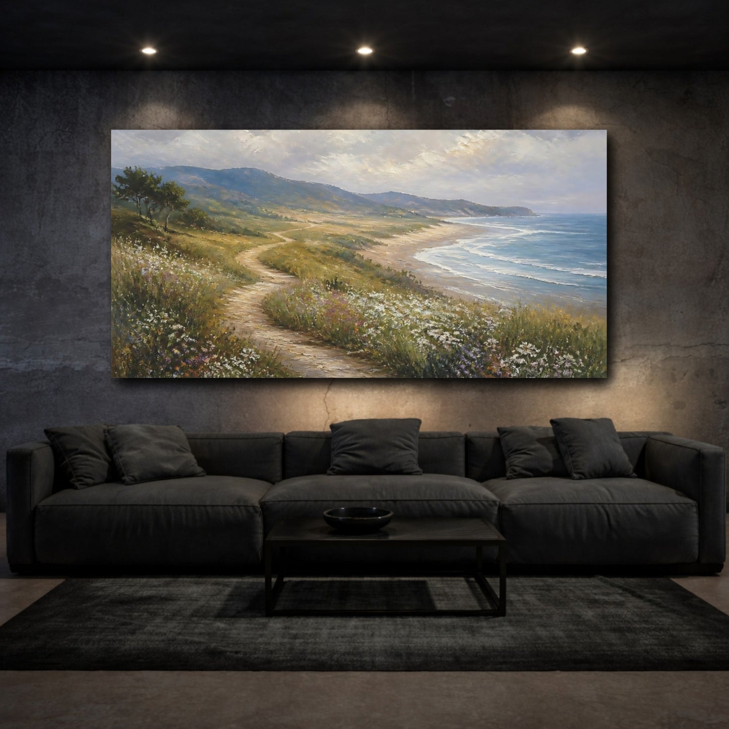 Mockup 3. Wildflower Coastal Path shown as canvas print