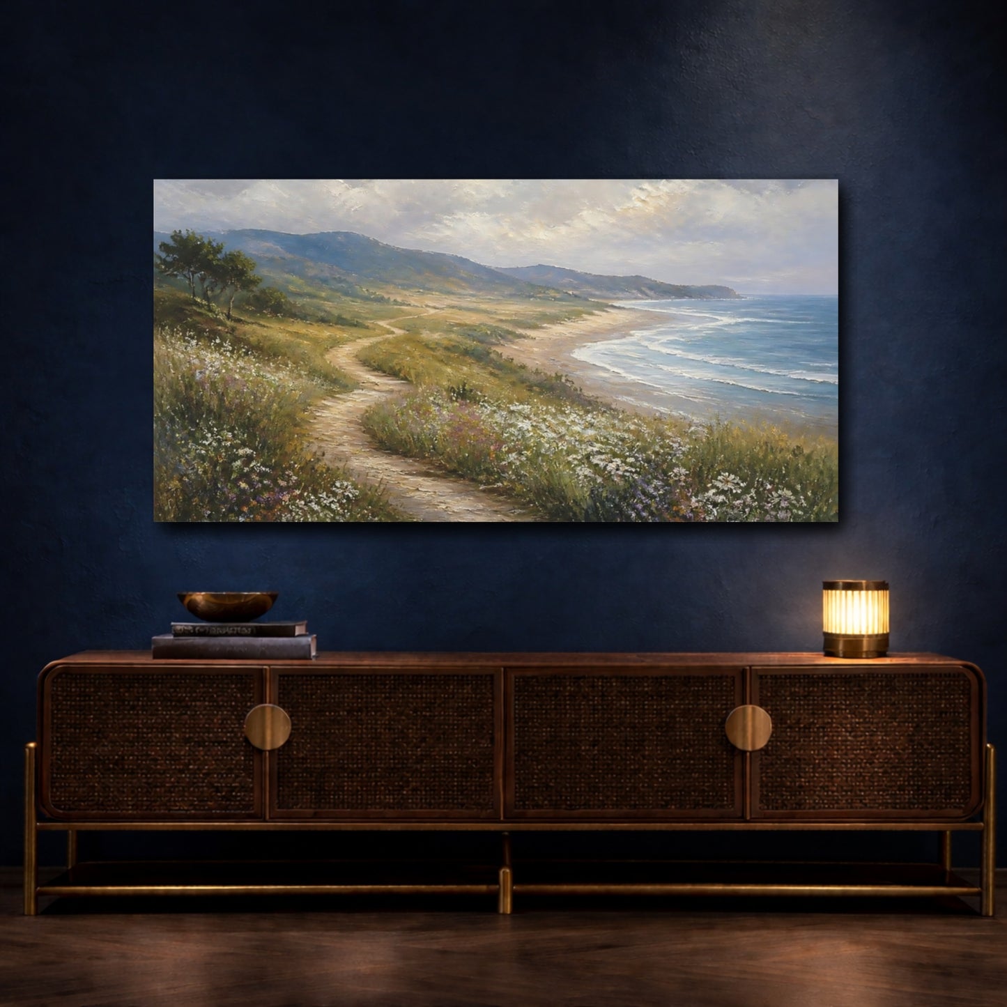 Mockup 4. Wildflower Coastal Path shown as canvas print