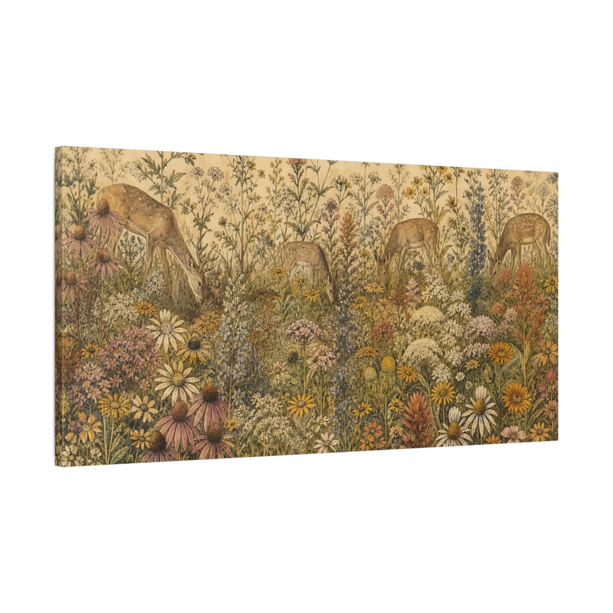 Main Mockup. Wildflower Meadow Deer shown as canvas print