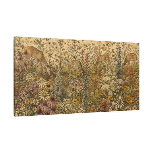 Main Mockup. Wildflower Meadow Deer shown as canvas print