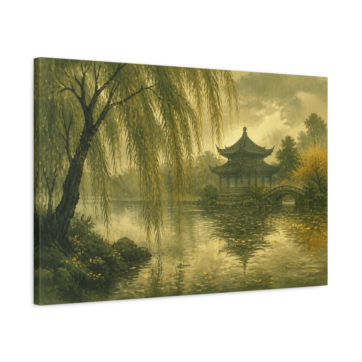 Side Mockup 2. Willow By Temple Pond shown as canvas print