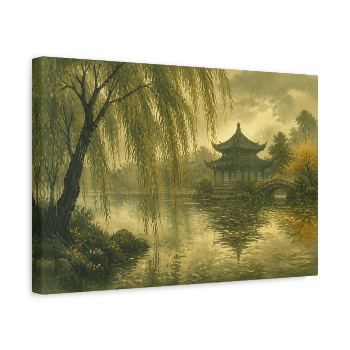 Side Mockup 4. Willow By Temple Pond shown as canvas print