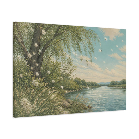 Main Mockup. Willow Seed Drift shown as canvas print