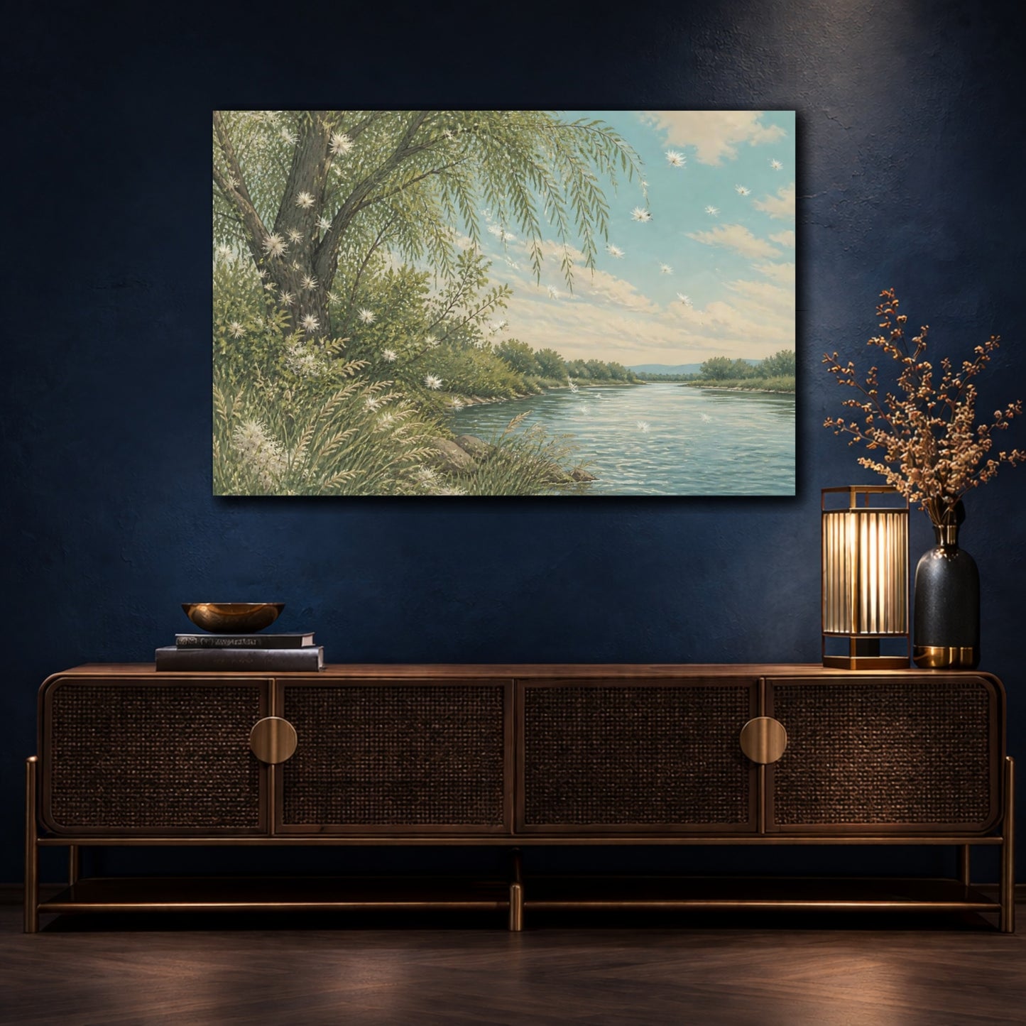 Mockup 4. Willow Seed Drift shown as canvas print